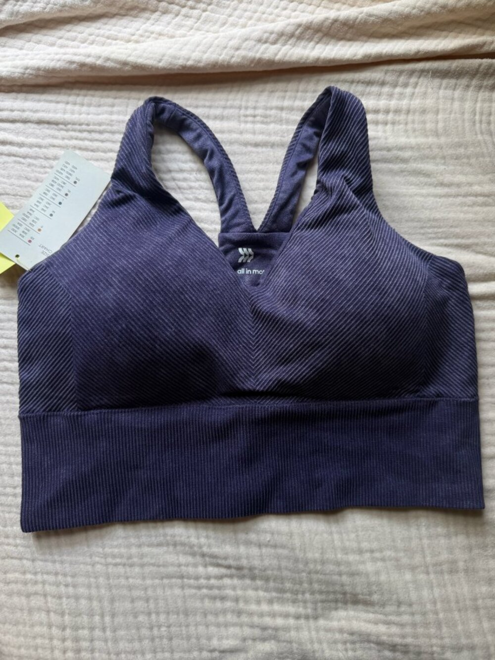 All In Motion Purple Ribbed V-neck Longline Seamless Sports Bra - Sz XL - Picture 4 of 7